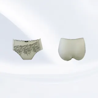 【Swear 思薇爾】仲夏玫瑰系列M-XXL蕾絲刺繡中腰三角女內褲(流沙綠)