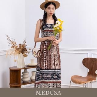 【MEDUSA 曼度莎】現貨-民族風細肩帶洋裝（M-XL）｜長洋裝 雪紡洋裝 波西米亞風(301-72306)