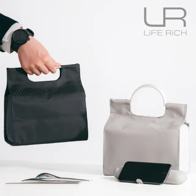 【LiFE RiCH】Double Box 可微波不鏽鋼便當盒+托特包+餐具組(五色可選)