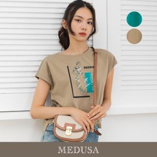 【MEDUSA 曼度莎】現貨-線條畫造型落肩T恤 - 2色（M-XL）｜女休閒上衣 短袖上衣(305-58501)