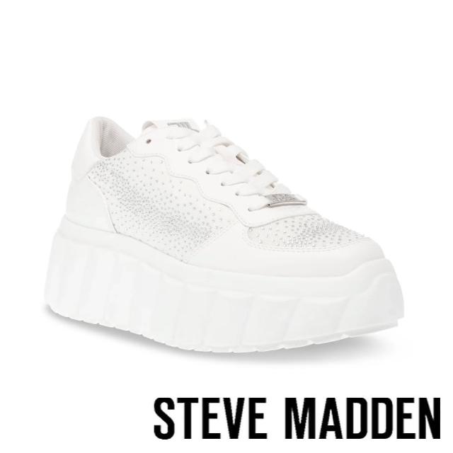 【steve madden】CLOUD NINE 亮鑽雲朵厚底休閒鞋(白色)