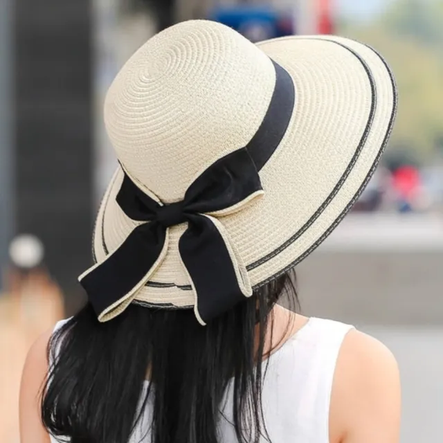 【PS Mall】韓版沙灘蝴蝶結草帽 折疊遮陽帽 防曬帽(G2461)