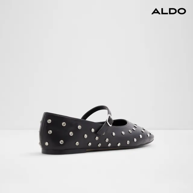 【ALDO】MARYLINA-真皮水鑽設計瑪莉珍平底鞋-女鞋(黑色)