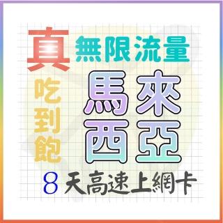 【AOTEX 奧特克斯】8天馬來西亞上網絡卡真無限高速流量喫到飽(手機卡SIM卡網路卡預付卡)