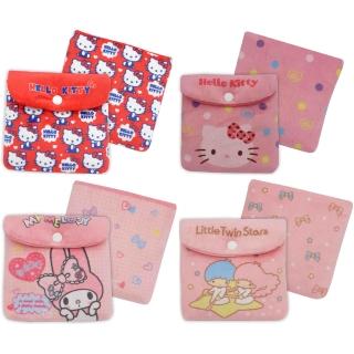 【SANRIO 三麗鷗】三麗鷗絨毛小物收納袋超值4件組(Hello Kitty+美樂蒂+雙子星)