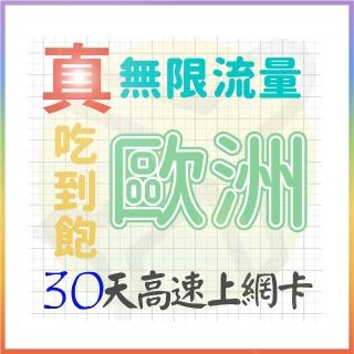 【AOTEX 奧特克斯】30天歐洲上網絡卡真無限高速流量吃到飽(手機卡SIM卡網路卡預付卡)