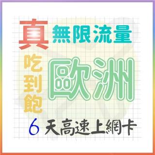 【AOTEX 奧特克斯】6天歐洲上網卡真無限高速流量吃到飽(手機卡SIM卡網路卡預付卡)