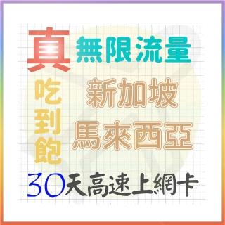 【AOTEX 奧特克斯】30天新加坡上網卡馬來西亞上網卡真無限高速流量吃到飽(手機卡SIM卡網路卡預付卡)