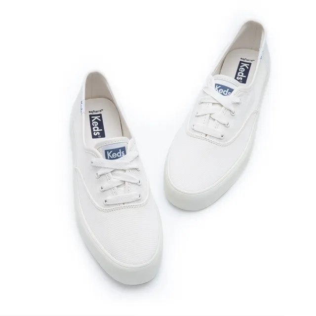 【Keds】CHAMPION GN 經典寬楦舒適帆布厚底休閒鞋-經典白(9241W110103)