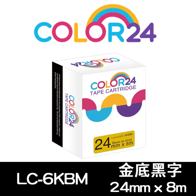 【Color24】LC-6KBM / LK-6KBM 金底黑字 副廠 相容標籤帶_寬度24mm(適用 LW-C610/LW-600P)