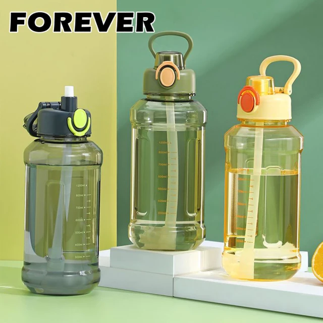 日本FOREVER 彈蓋式吸管運動水壺胖胖款1200ML(買一送一)