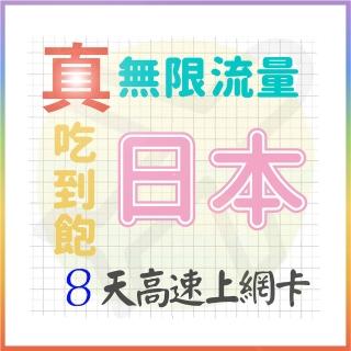 【AOTEX 奧特克斯】8天日本上網絡卡真無限高速流量喫到飽(手機卡SIM卡網路卡預付卡)