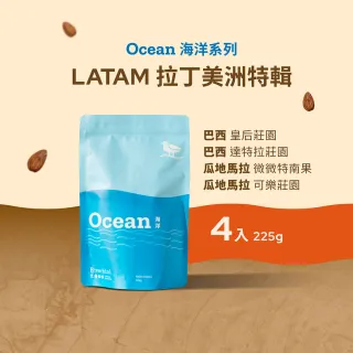 【江鳥咖啡】LATAM 拉丁美洲特輯精品咖啡豆綜合４袋組(225g/袋;皇后/達特拉/可樂/微微特南果)