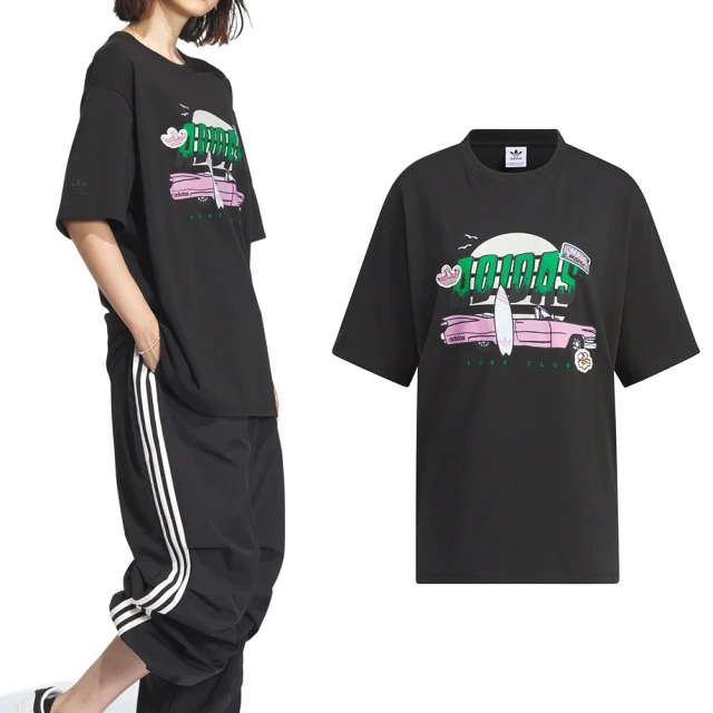 adidas 愛迪達 SMR GFX TEE SS 女款 黑色 運動 亞規 上衣 寬鬆 圓領 短袖 IW6297