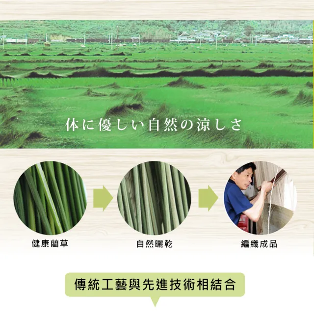 【BELLE VIE】南風格紋 天然藺草蓆透氣涼墊-單人88x180cm(買一送一)