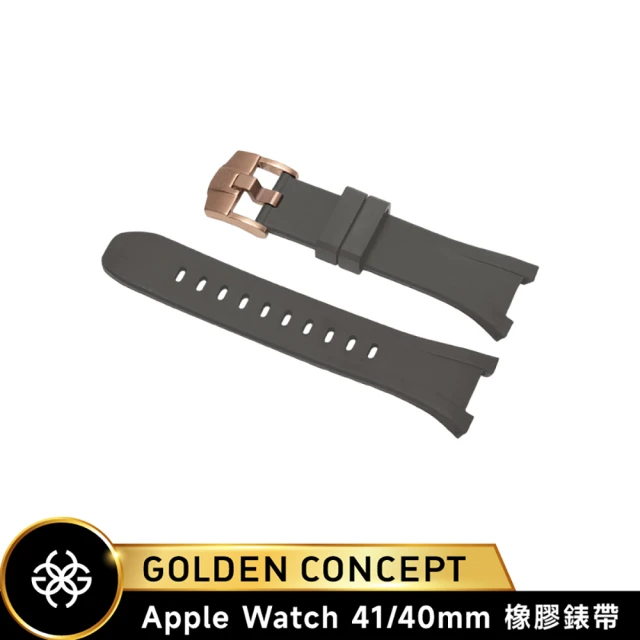 Golden Concept Apple Watch 40/41mm 橡膠錶帶 ST-41-RB 灰橡膠/玫瑰金扣環