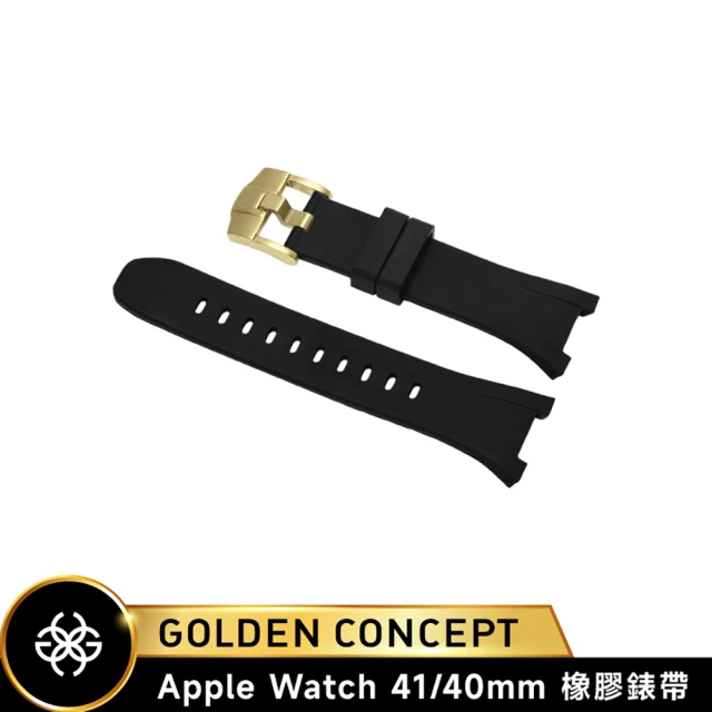 Golden Concept Apple Watch 40/41mm 橡膠錶帶 ST-41-RB 黑橡膠/金扣環