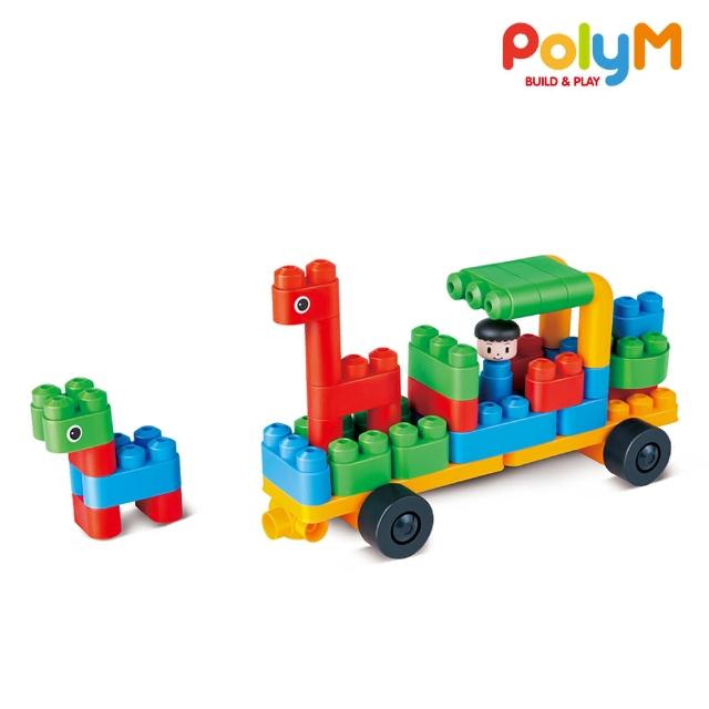 【Hape】PolyM動物園管理員/汽車積木組(柔性積木/軟積木/兒童積木/可水洗/洗澡玩具/生日禮物)