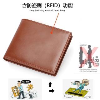 【L’ANDYA☆臺灣好購】真皮防盜刷男用皮夾(男生皮夾 瘋馬皮 男皮夾 超薄短夾 錢包男 防RFID 精美禮盒)