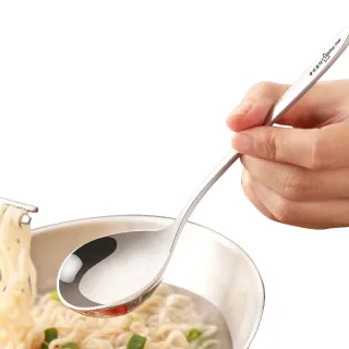 【PUSH!】餐具2入304不鏽鋼湯勺 湯匙 長柄日式韓式拉麵勺(湯勺 湯匙 2入組E137)