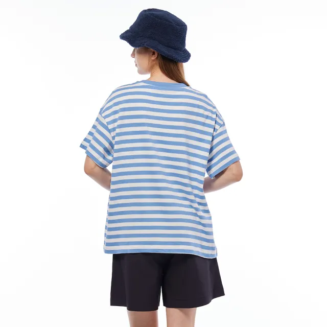 【JEEP】女裝 條紋口袋印花短袖T恤(藍色)