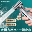 【SUNINLIFE】一進二出馬桶噴槍增壓沖洗器 免打孔廁所增壓噴槍 婦洗器(噴槍+雙用角閥+1.5m不鏽鋼軟管+支架)