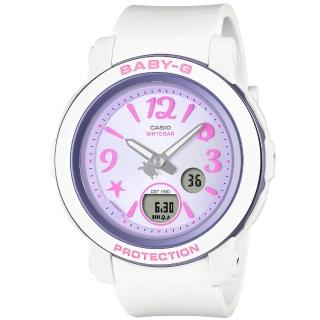 【CASIO 卡西歐】卡西歐Baby-G 鬧鈴多時區雙顯錶-粉紫(BGA-290US-6A)