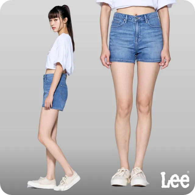 【Lee 官方旗艦】女裝 牛仔短褲 / 涼感 中腰經典款  中藍洗水(LL220146BLT)
