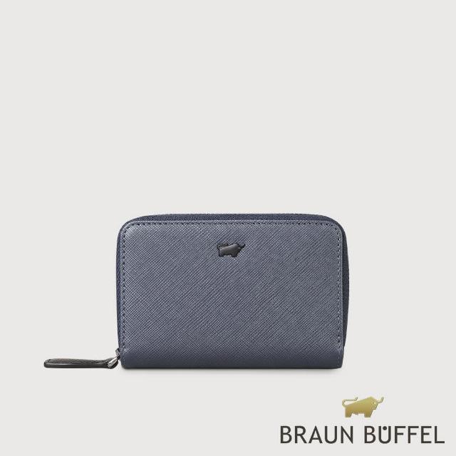 【BRAUN BUFFEL 德國小金牛】台灣總代理 洛菲諾P-II 雙層拉鍊零錢包-藍色(BF347-161A-NY)