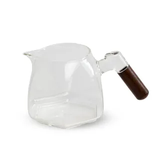 【Matrix】胡桃木手柄鑽型玻璃分享壺 600ml(手沖咖啡 分享壺 耐熱玻璃 量杯 咖啡壺 分享杯 咖啡濾杯)
