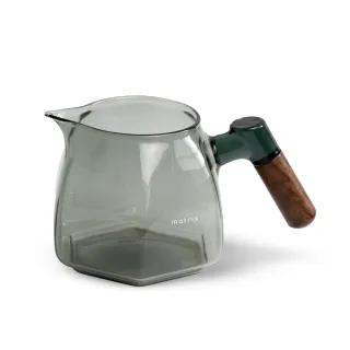 【Matrix】胡桃木手柄鑽型玻璃分享壺 600ml(手沖咖啡 分享壺 耐熱玻璃 量杯 咖啡壺 分享杯 咖啡濾杯)