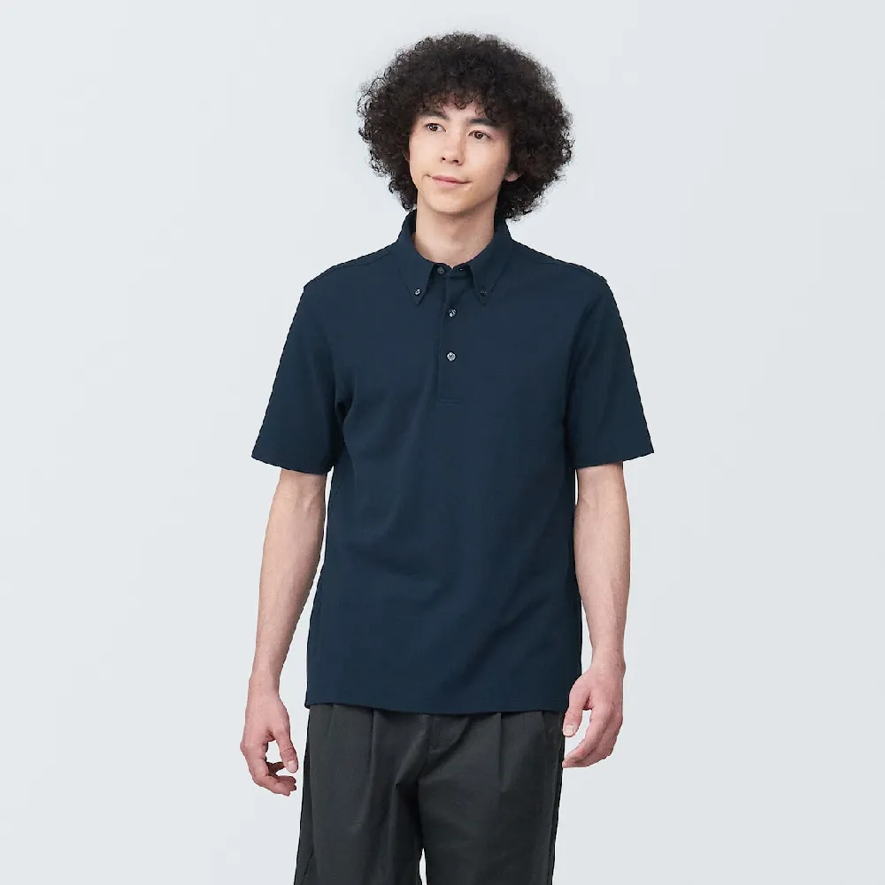 【MUJI 無印良品】男涼感鹿子織扣領短袖POLO衫(共5色)