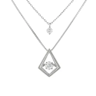 【Crossfor New York】日本原裝純銀懸浮閃動項鍊祈禱愛情(提袋禮盒-生日周年禮物 情人節送禮)