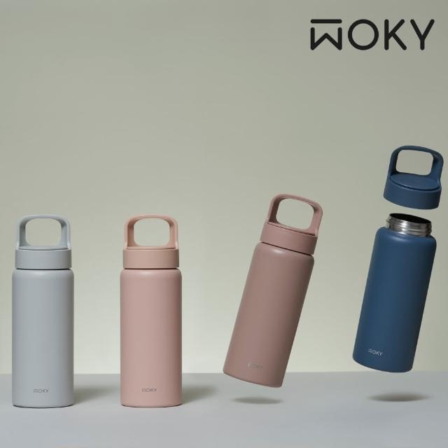 【WOKY 沃廚】2入組_輕芯鈦瓷提手運動保溫瓶600ml(運動瓶/保冰保溫杯)