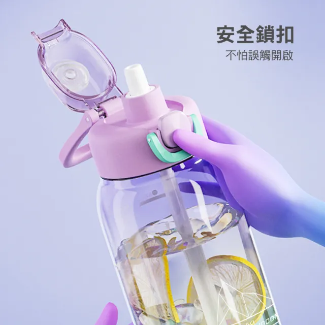 【Genki Bear 元氣熊】漸層Tritan大容量水壺/1000ml(伸縮吸管/提把設計)