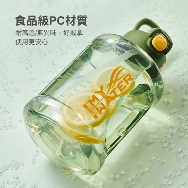 【Genki Bear 元氣熊】MY WATER 胖胖力士運動水壺/1500ml(健身/彈蓋/伸縮式吸管)
