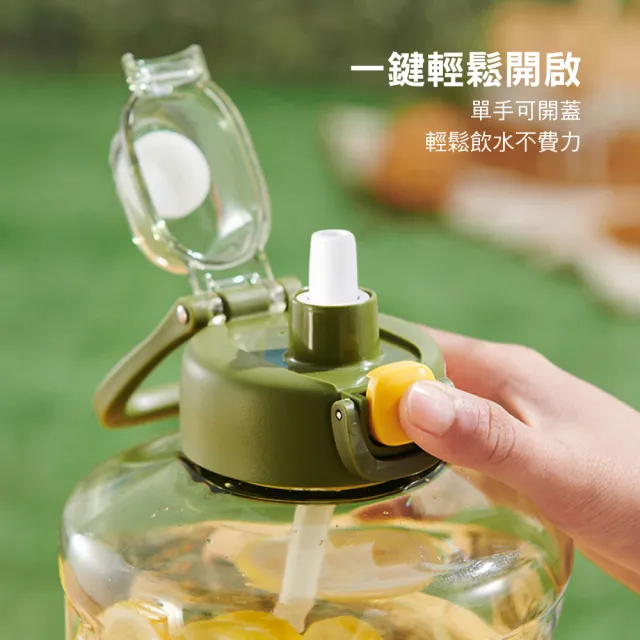 【Genki Bear 元氣熊】MY WATER 胖胖力士運動水壺/1500ml(健身/彈蓋/伸縮式吸管)