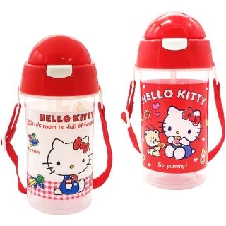 【SANRIO 三麗鷗】Hello Kitty彈跳吸管水壺500ml超值2件組(紅白各1)