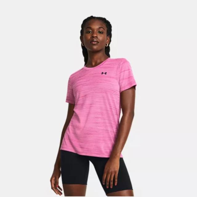 【UNDER ARMOUR】上衣 女款 短袖上衣 運動 訓練 Tech Tiger SSC 粉 1384222686(S1133)