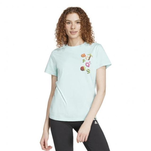 【adidas 愛迪達】上衣 女款 短袖上衣 運動 國際碼 W Sumr Fun Tee 綠 IN6444(S2592)