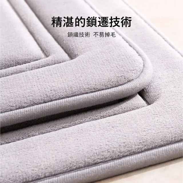 【Kyhome】加厚慢回彈記憶棉浴室防滑地墊 超強吸水 室內腳踏墊/門墊(40x60cm)