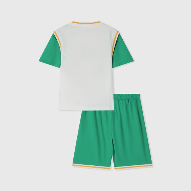 【GAP】男童裝 Logo印花圓領短袖短褲家居套裝-綠色(890520)