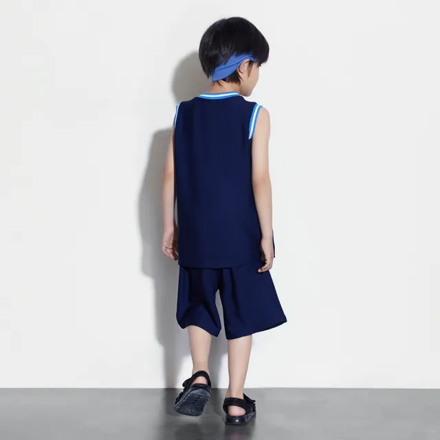 【GAP】兒童裝 Logo印花圓領無袖短褲家居套裝-海軍藍(466683)