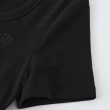 【GAP】女裝 Logo方領短袖洋裝-黑色(406427)