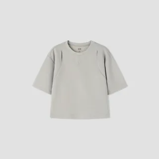 【GAP】女裝 Logo圓領短袖T恤-灰色(464824)