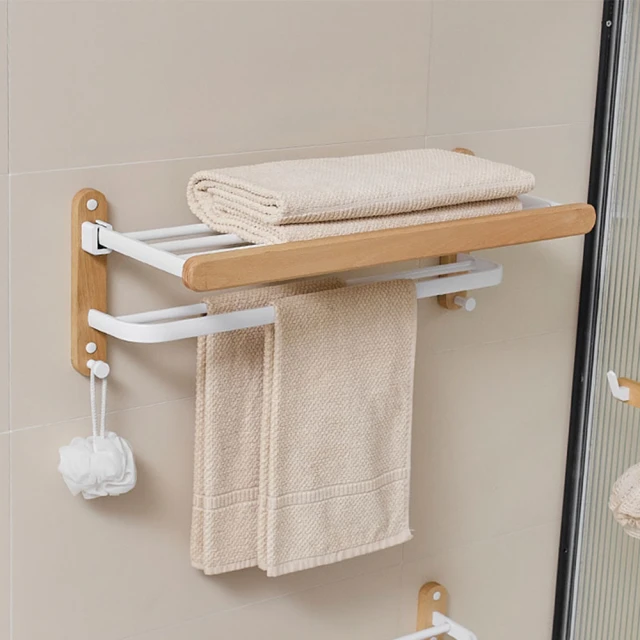 新錸家居 升級觸控定時可調溫 電熱毛巾架浴巾桿 折摺疊置物架