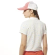 【Lynx Golf】女款吸溼排汗機能羅紋領設計滿版月亮星星印花短袖POLO衫/高爾夫球衫(白色)