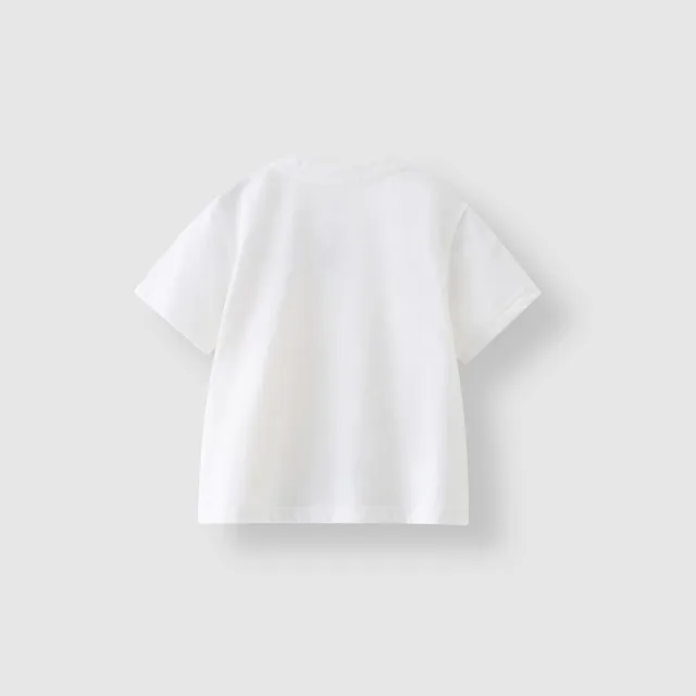 【GAP】男幼童裝 Logo純棉小熊印花圓領短袖T恤-白色(465342)