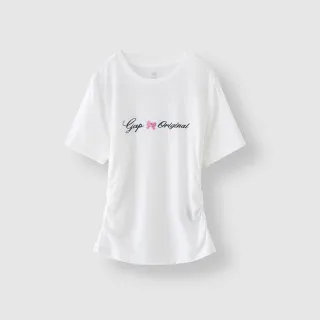 【GAP】女童裝 Logo印花圓領短袖T恤-白色(465945)
