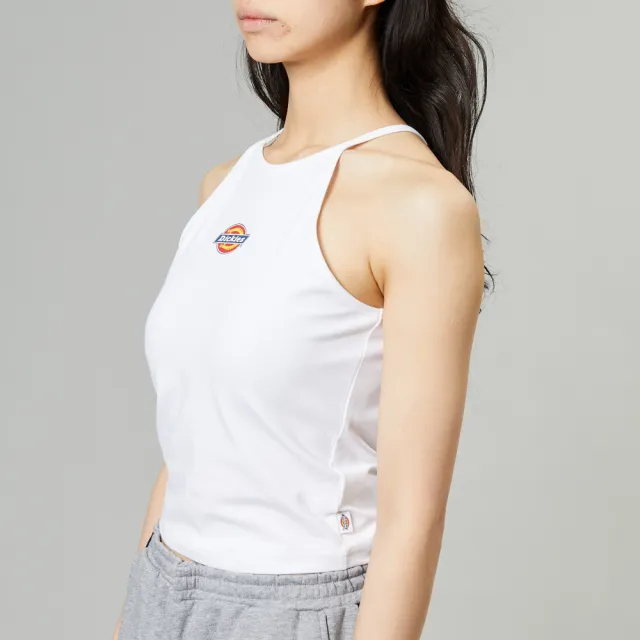 【Dickies】女款白色簡約舒適微彈合身剪裁背心｜DK013057WHX